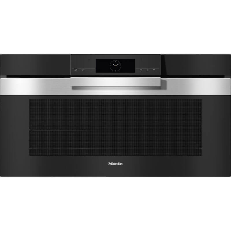 Miele H 7890 BP 11127830 PureLine CleanSteel built-in oven with a sleek stainless steel finish, part of the high-end kitchen appliances range, showcasing a modern design suitable for any kitchen.