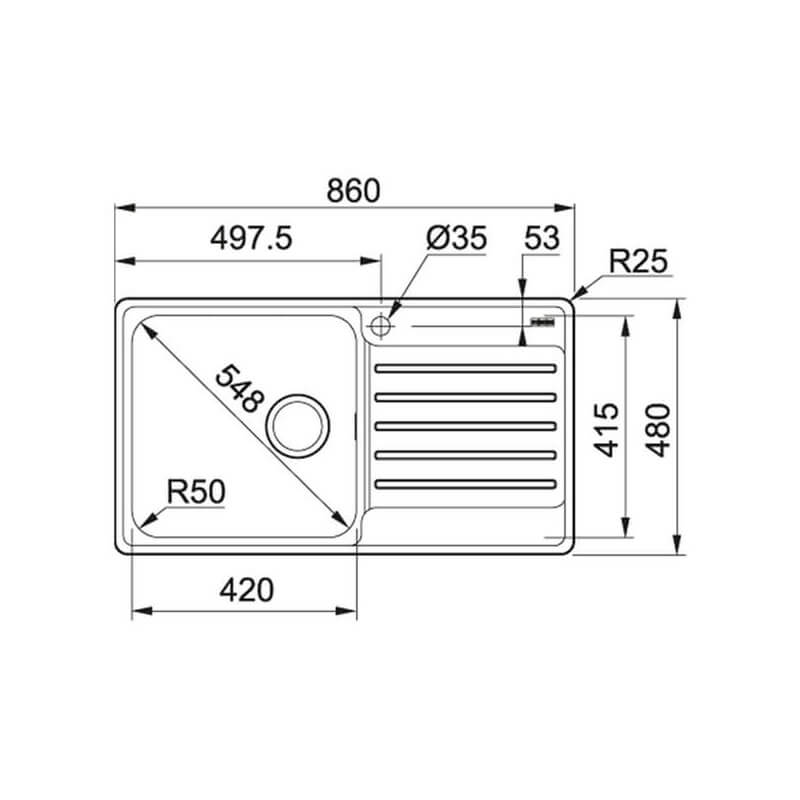 Franke BELL Inset Sink Single Bowl with Drainer | BCX611LHD - Image 2