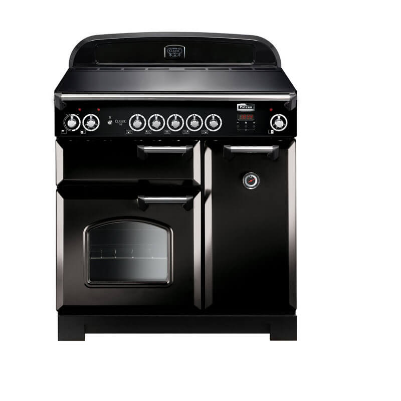 Falcon Classic 90cm induction range cooker in black and chrome for efficient and modern cooking