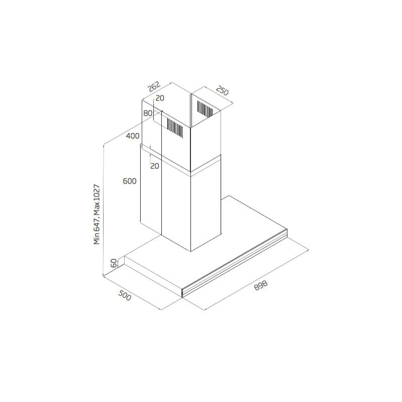 Schweigen 90cm Wall Mounted Rangehood | DS3326-9SP - Image 2