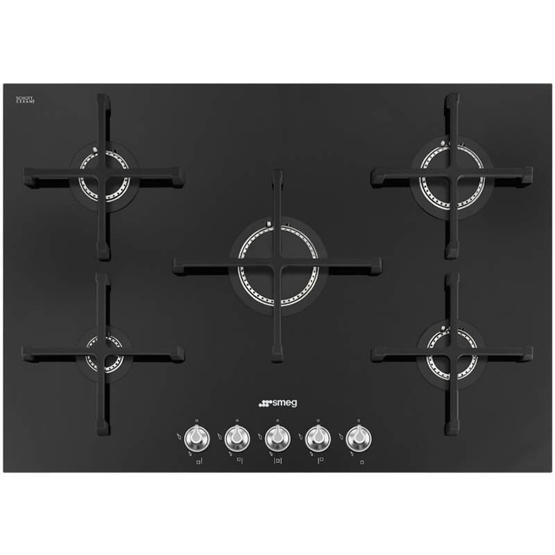 Smeg 72cm Linea Gas Cooktop (Model: PV175CN2AU) displayed in a modern kitchen setting.