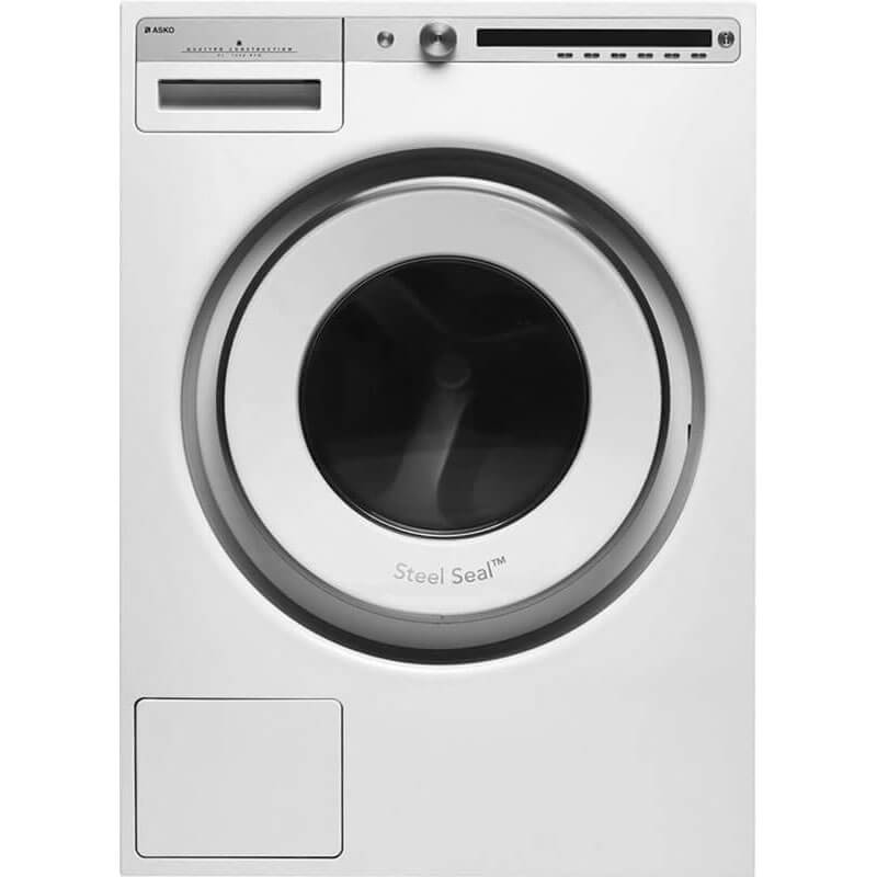 Asko Front Loading Washing Machine W4104 in white with a sleek design and advanced laundry features.