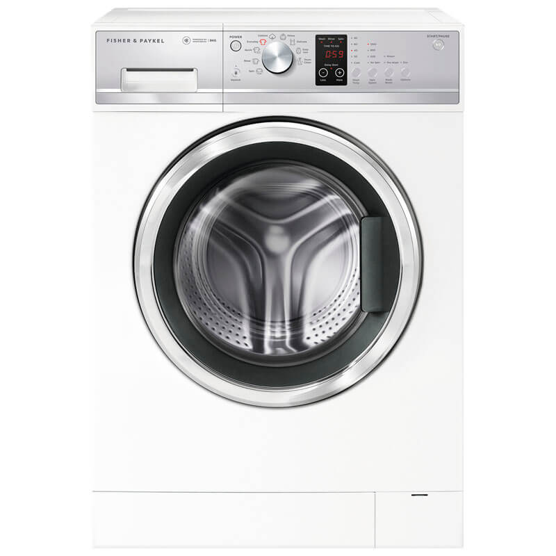 Fisher & Paykel Series 3 WH9060J3 Front Loader Washing Machine in modern laundry room setting.