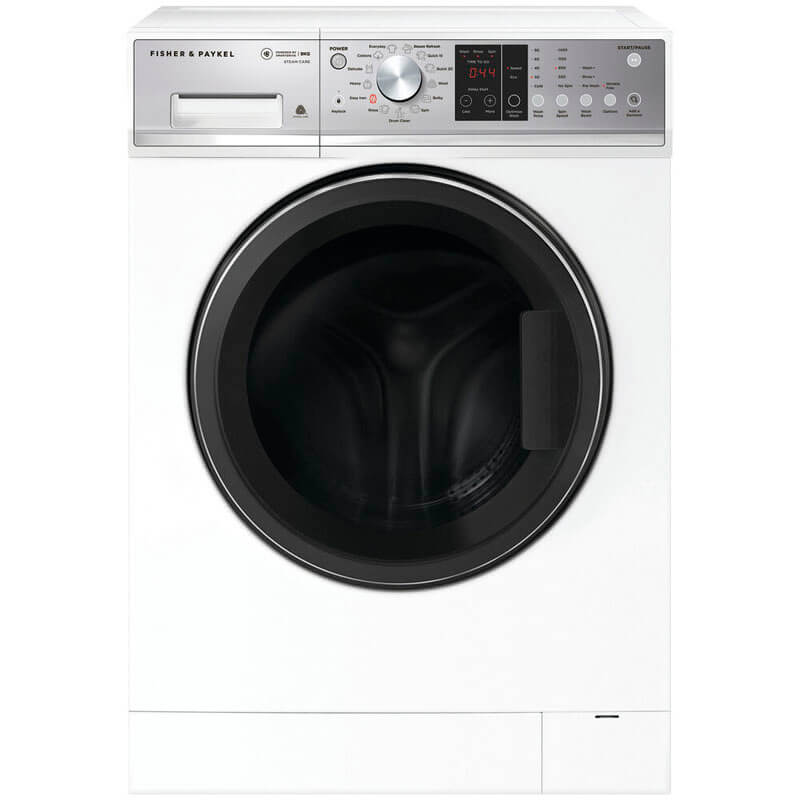 Fisher & Paykel Series 3 WH9060P3 Front Loader washing machine with a sleek white design.