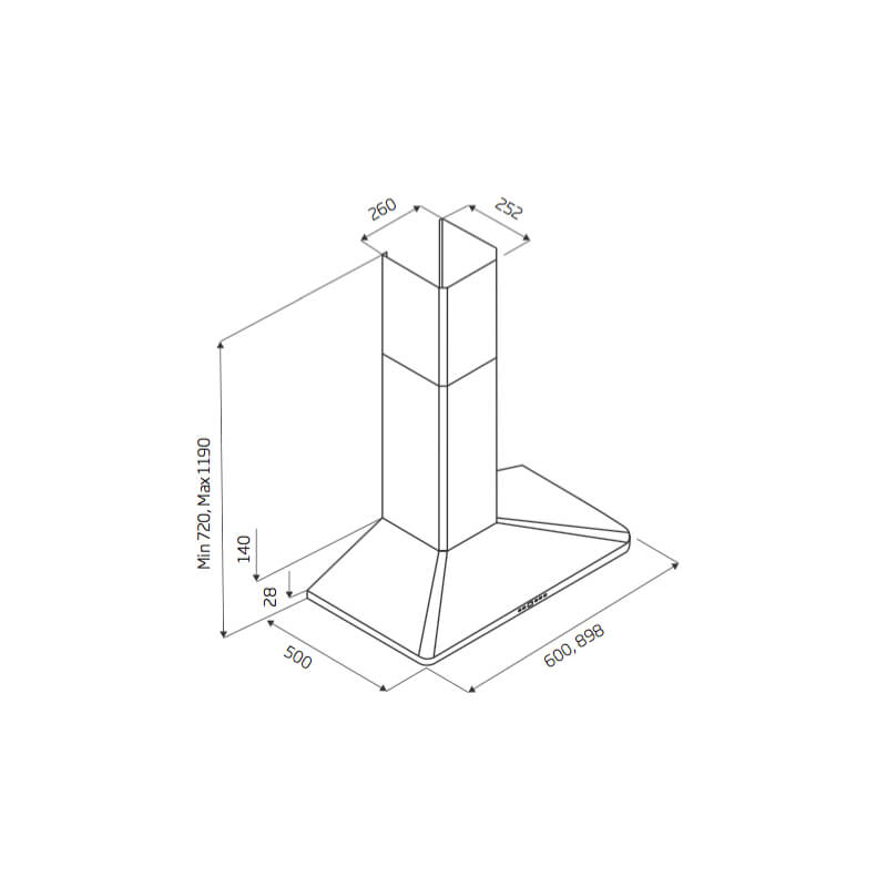 Schweigen 60cm Wall Mounted Rangehood | WM2190-6SP - Image 3