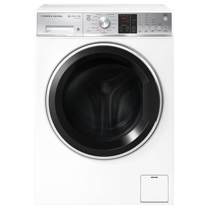 Fisher & Paykel Series 7 11kg WH1160P3 Front Load Washer in white, featuring a sleek design with a large door and control panel.