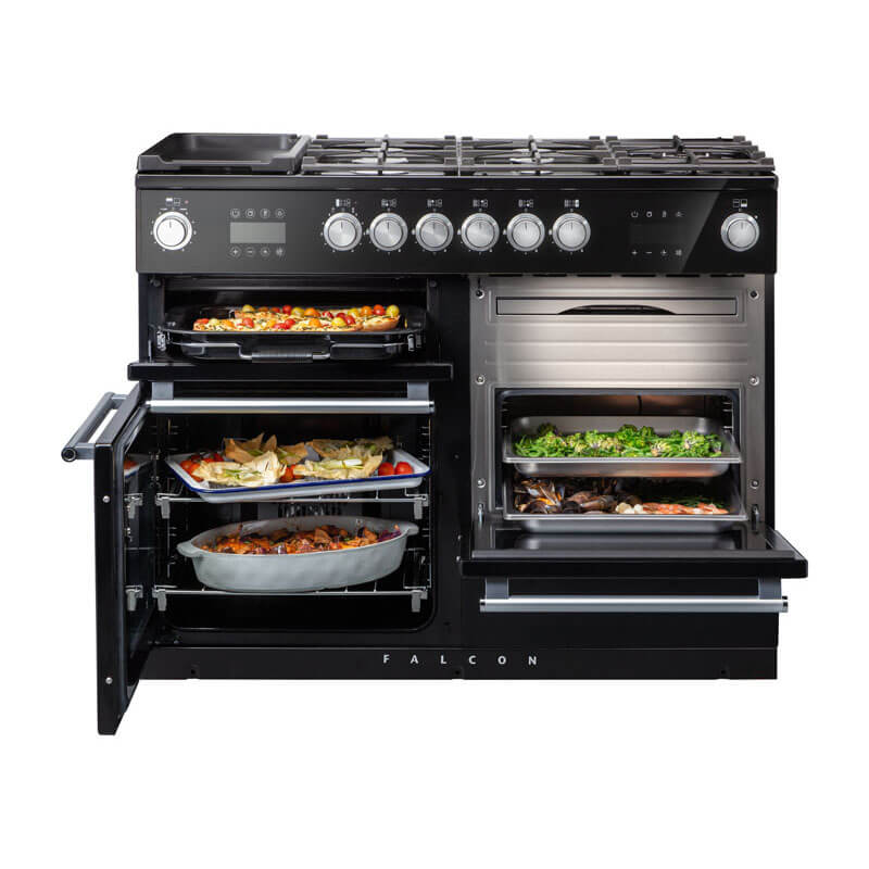 Falcon Nexus Steam 110cm Black & Chrome Dual Fuel Range Cooker | NEX110SODFBL-CH - Image 2