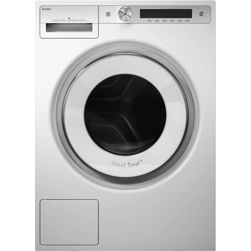 Asko 8kg Front Load Washer in white, a high-performance front loader washing machine ideal for laundry tasks, featuring modern technology for efficient fabric care and energy savings.