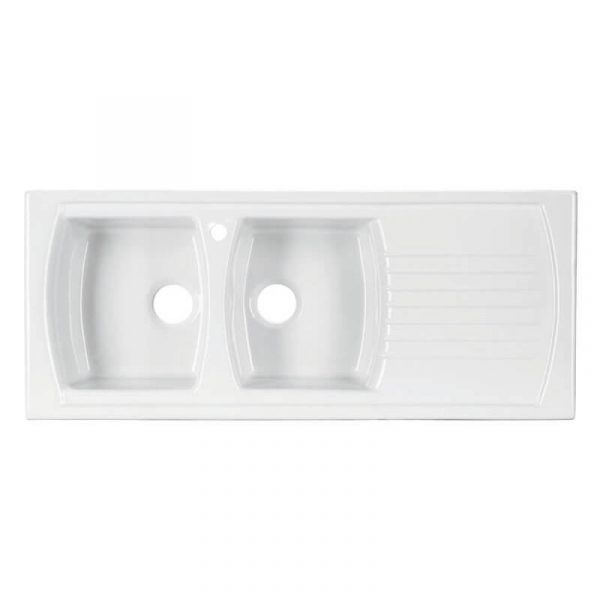 Turner Hastings Lusitano 120 x 50 Double Bowl Inset Kitchen Sink With Drainer | 7222 - Image 3