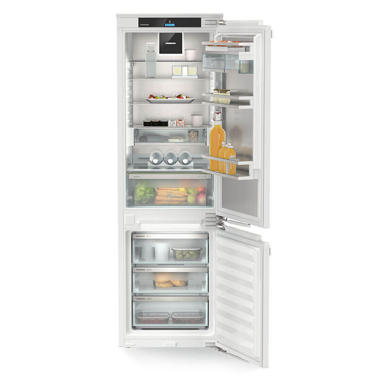 Liebherr 254L Built In Integrated Fridge Freezer with right-hand hinge, designed for seamless kitchen integration.