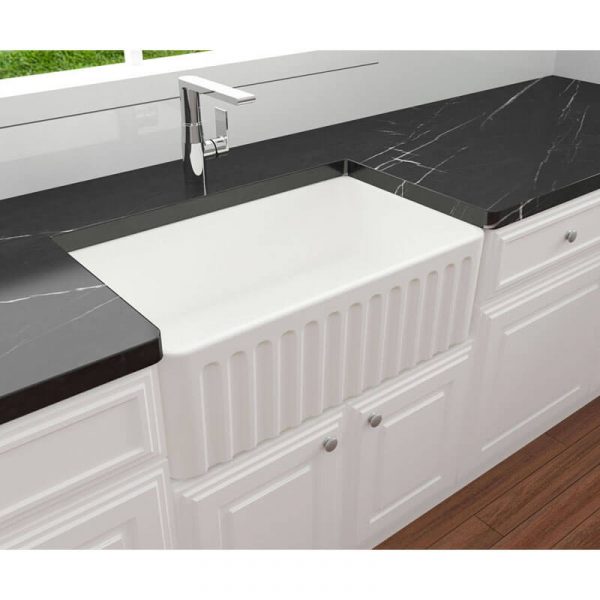 Turner Hastings Novi 75 x 46 Fine Fireclay Single Bowl Butler Sink Matte White | NO753FS-MW - Image 3