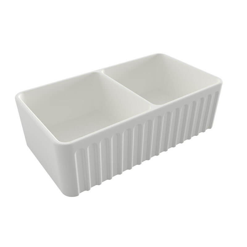 Turner Hastings Novi 85 x 46 Double Bowl Fine Fireclay Butler Sink Matte White | NO853FS-MW - Image 2