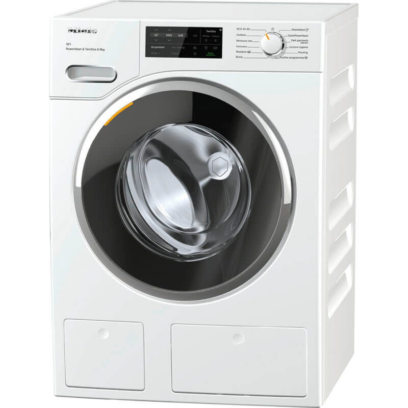 Miele WWH 860 8Kg Front Loader Washing Machine - modern white design with intuitive controls, providing efficient and gentle laundry care for various fabric types.