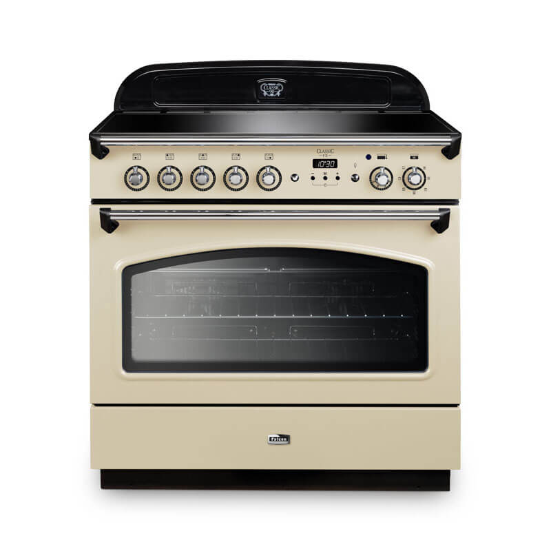 Falcon Classic Fx 90cm induction range cooker in cream and chrome, perfect for versatile and efficient cooking