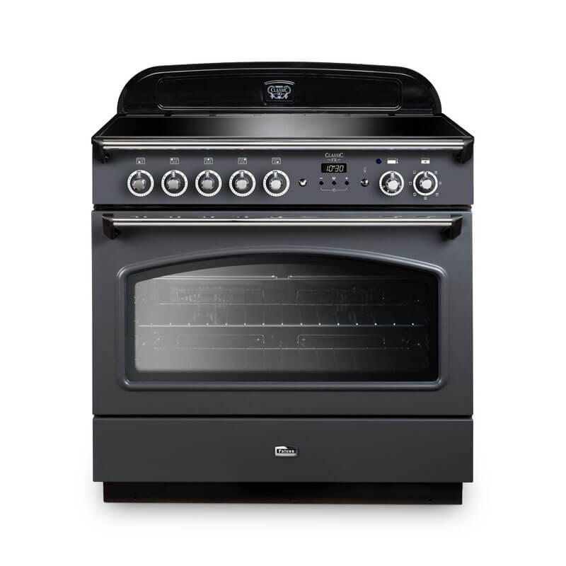 Falcon Classic Fx 90cm induction range cooker in slate and chrome for a refined and efficient cooking experience