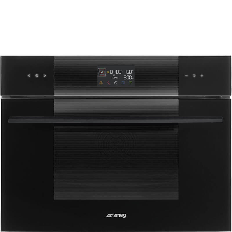 Smeg Linea Speed Oven Black SOA4102M1B3 showcasing a sleek design with a stainless steel front and intuitive control panel, ideal for modern kitchens.