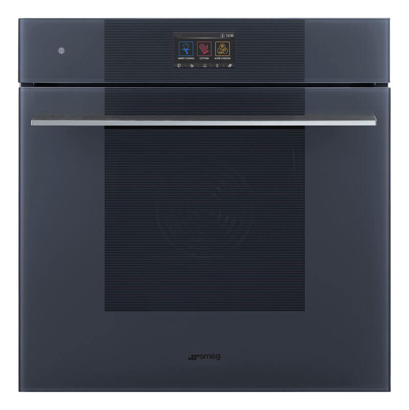 Image of a Smeg Linea 60cm Pyrolitic Steam Oven in Neptune Grey (Model: SOPA6104S2PG) showcasing its sleek design and advanced features, perfect for modern kitchens.