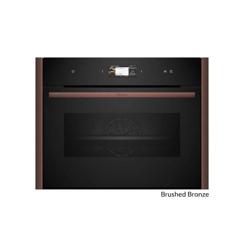 Neff Compact FlexDesign Oven with FullSteam feature in a modern stainless steel fini