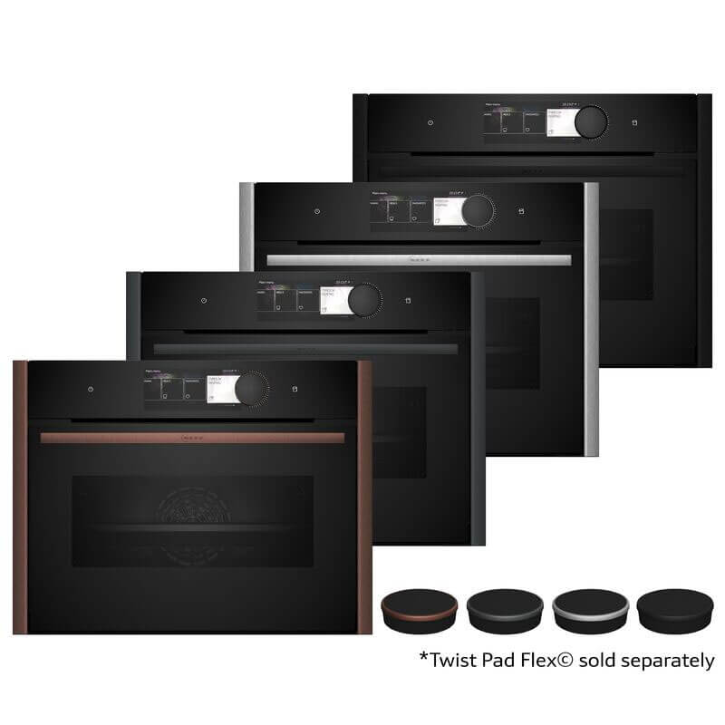 Neff Compact FlexDesign Oven with FullSteam in stainless steel, showcased in a modern kitchen environment.