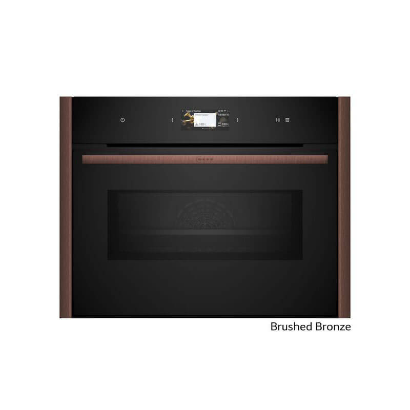 Neff Compact FlexDesign Oven with Microwave in sleek stainless steel, offering modern cooking solutions for any kitchen.