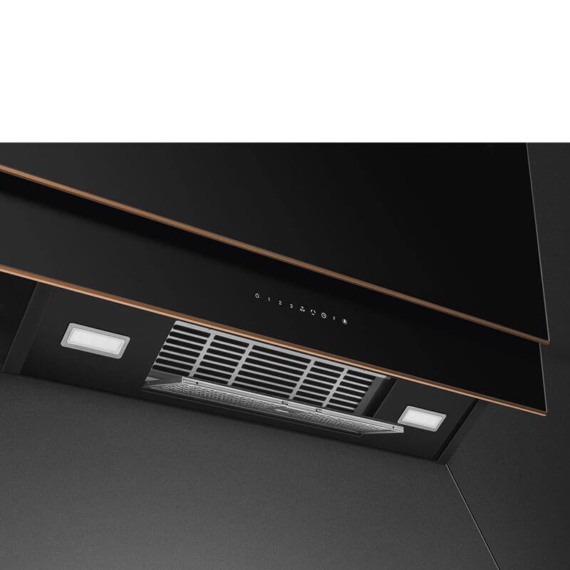 Smeg Appliances Dolce Stil Novo 90cm Angled Wall Mount Black Rangehood | KV694R - Image 3