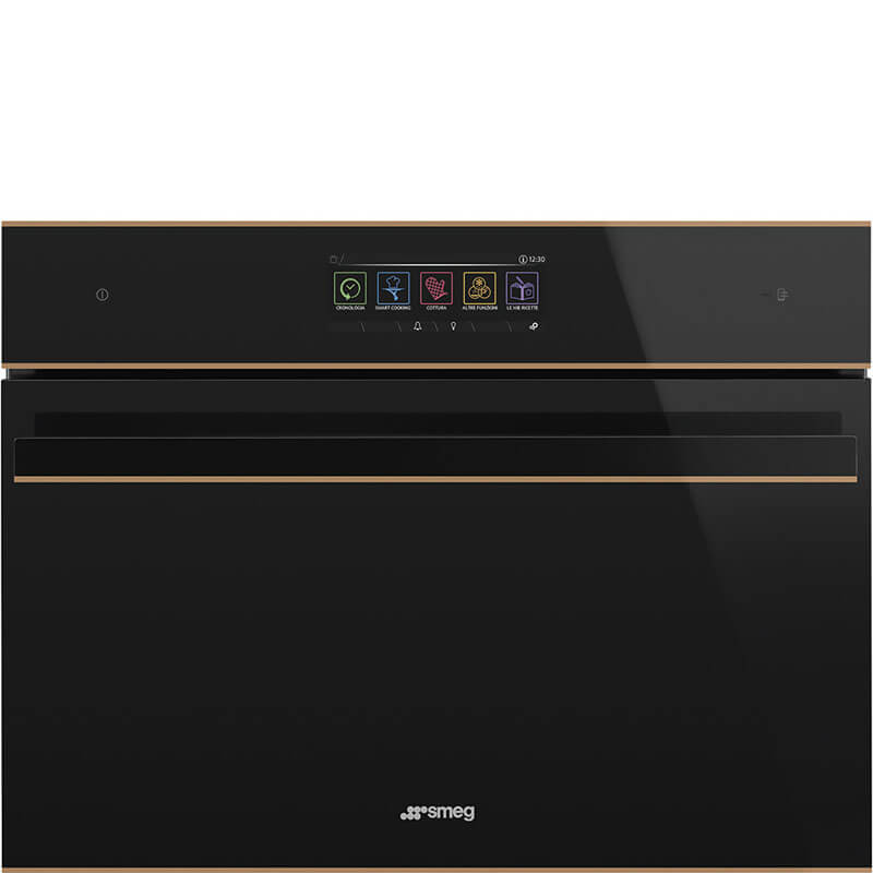 Smeg Dolce Stil Novo 45cm Speed Oven with Touch Control in Black and Copper Trim (SF4606WMCNR).