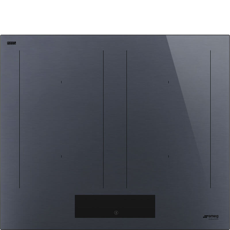 Smeg Linea 60cm Multizone Induction Cooktop Silver (Model: SIM1644DG), a sleek and modern kitchen appliance with a smooth silver finish, offering efficient multizone cooking capabilities.