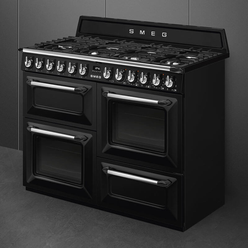 Smeg Appliances Victoria Black Dual Fuel Gas Hob Freestanding Cooker | TRA4110BL - Image 3