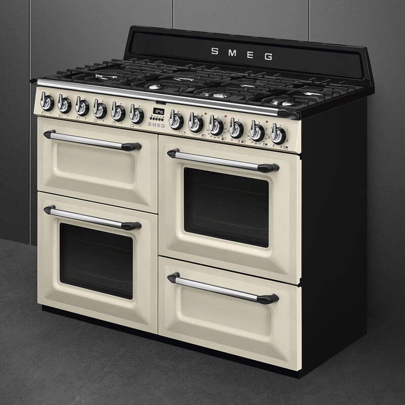 Smeg Appliances Victoria Cream Dual Fuel Gas Hob Freestanding Cooker | TRA4110P - Image 3