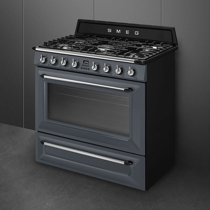 Smeg Appliances Victoria Slate Grey Dual Fuel Gas Cooker | TRA90SG-9 - Image 3