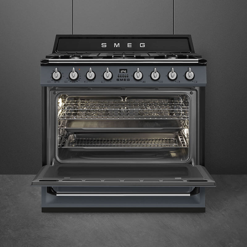 Smeg Appliances Victoria Slate Grey Dual Fuel Gas Cooker | TRA90SG2 - Image 2