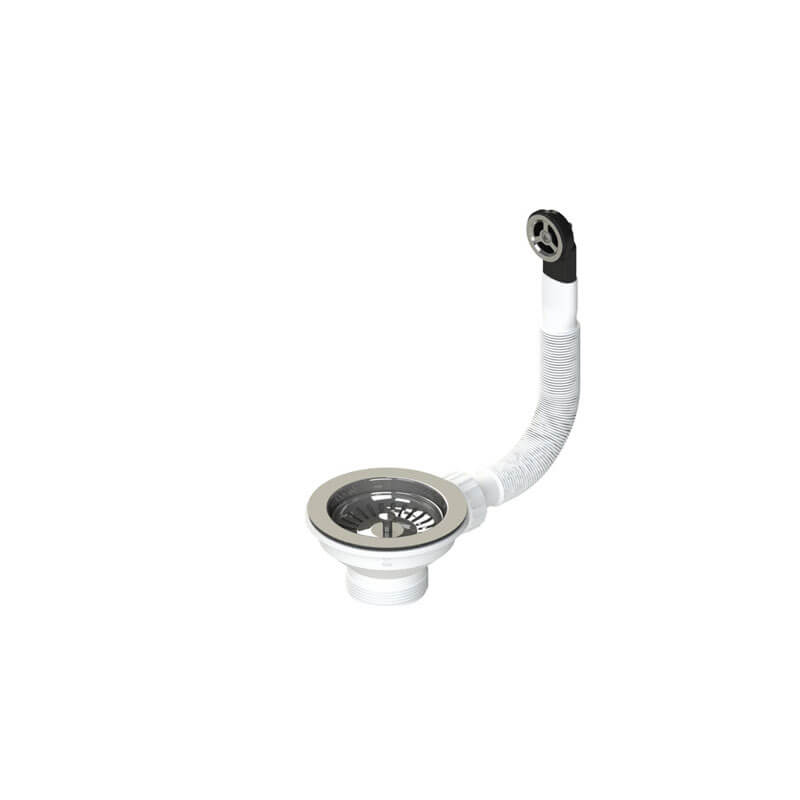 Turner Hastings Polished Stainless Steel Basket Waste + Overflow + Long Thread | 90BW-OF