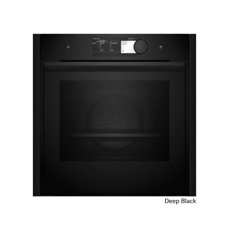 Neff oven built-in black glass self-cleaning oven with digital display, modern Neff kitchen appliance