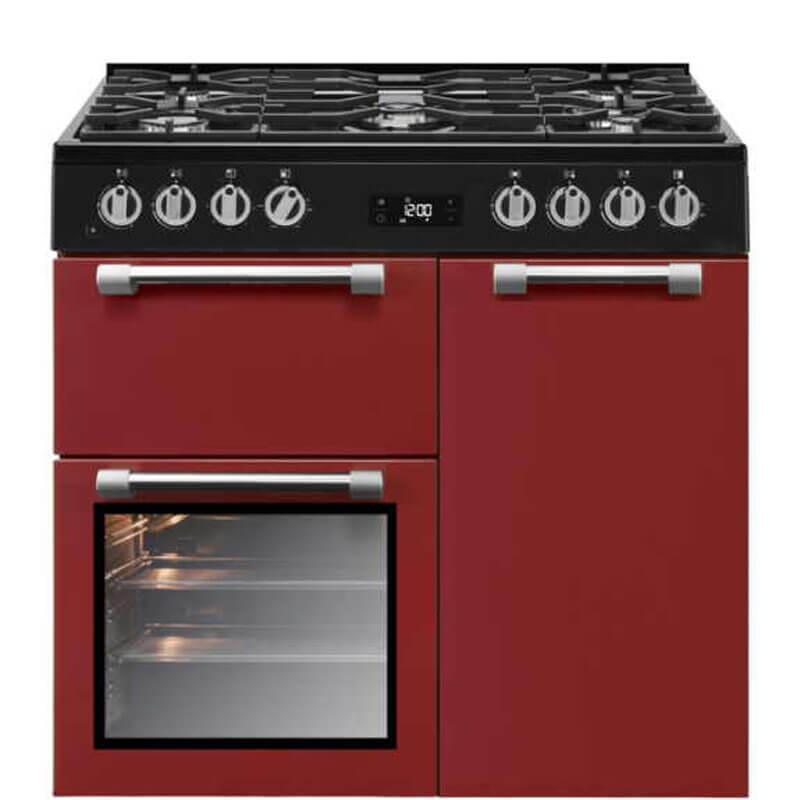 Beko 90cm Dual Fuel Freestanding Cooker - Burgundy | BRC916GMB-R