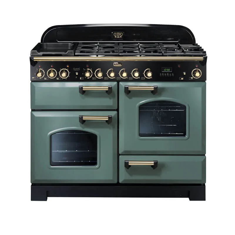 Falcon Classic Deluxe 110cm Mineral Green & Brass Dual Fuel Range
