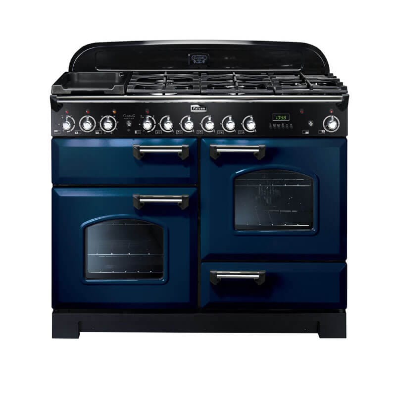 Falcon Classic Deluxe 110cm Royal Blue & Chrome Dual Fuel Range Cooker | CDL110DFRB-CH