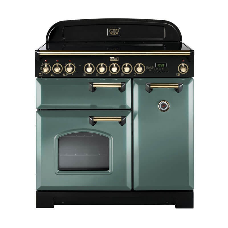Falcon Classic Deluxe 90cm Mineral Green & Brass Induction Range Cooker | CDL90EIMG-BR