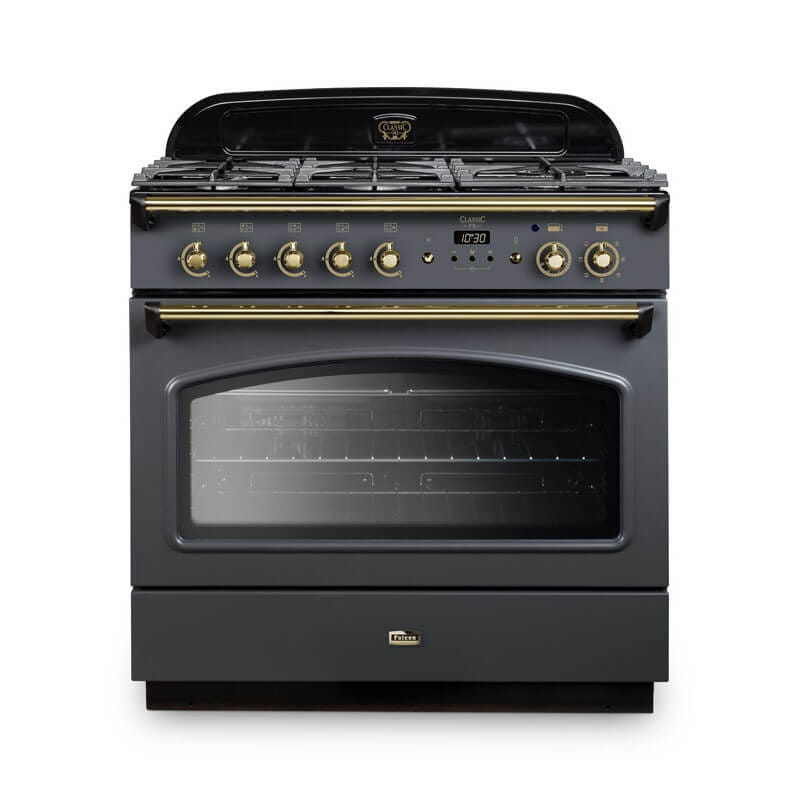 Falcon Classic Fx 90cm Slate & Brass Dual Fuel Range Cooker | CLA90FXDFSL-BR