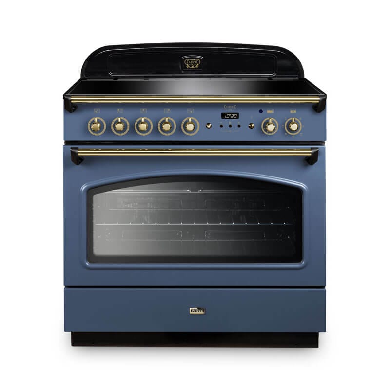Falcon Classic Fx 90cm Stone Blue & Brass Induction Range Cooker | CLA90FXEISB-BR