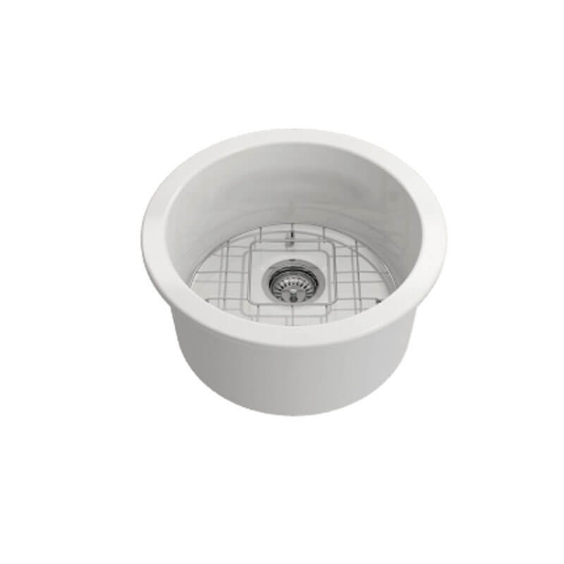 Turner Hastings Cuisine 47 Round Fireclay Single Bowl Sink White Gloss | CUR47FS