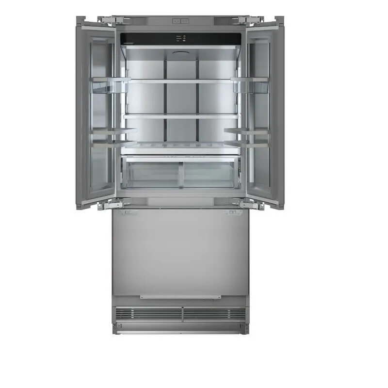 Built-in Liebherr fridge with stainless steel interior, NoFrost refrigeration, and integrated refrigerator design for modern kitchen fridges.