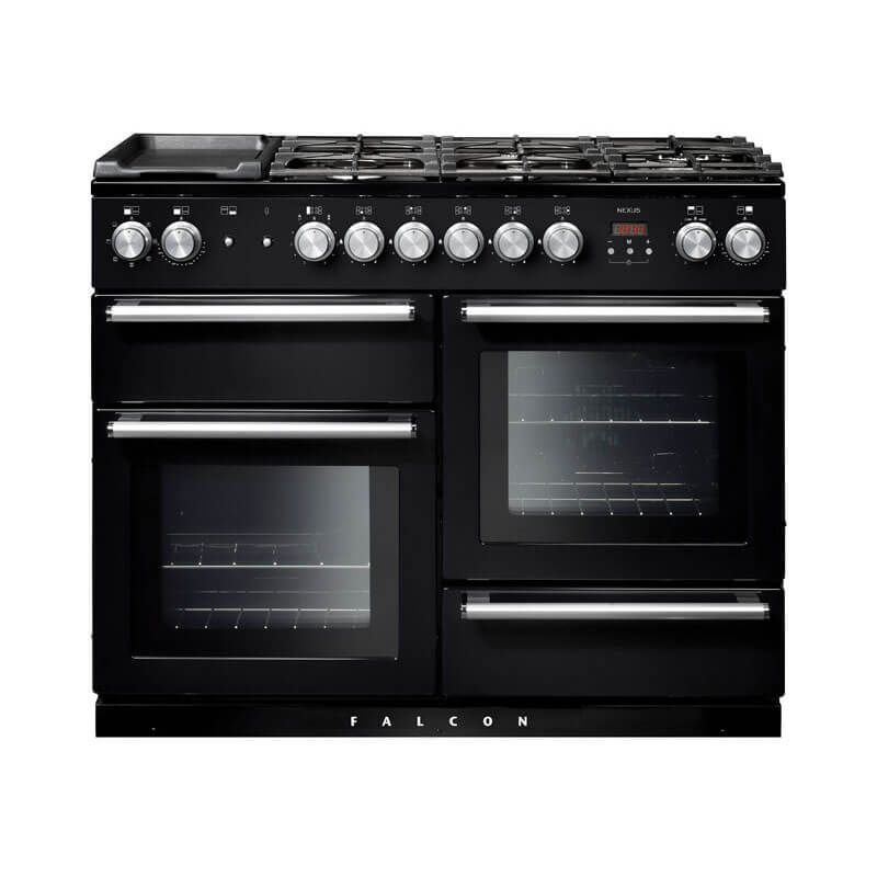 Falcon Nexus 110cm Black & Chrome Dual Fuel Range Cooker | NEX110DFBL-CH