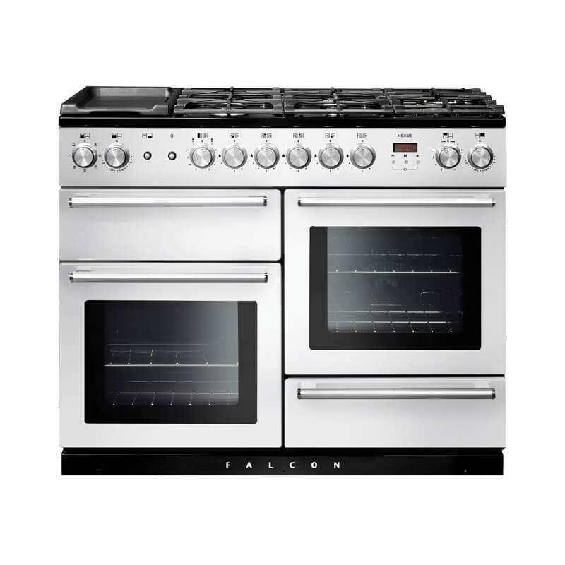 Falcon Nexus 110cm White & Chrome Dual Fuel Range Cooker | NEX110DFWH-CH