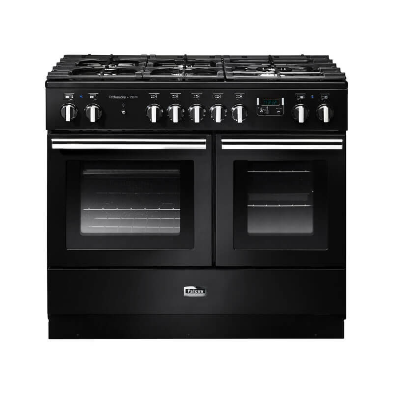 Falcon Professional Fx 100cm Black & Chrome Dual Fuel Range Cooker | PROPL100FXDFGB-CH