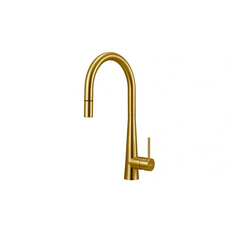 Oliveri Essente Goose Neck Ss Mixer Tap Gold Pull Out | SS2525-AU
