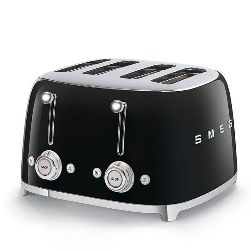 Smeg Appliances Toaster - 4 Slice Black | TSF03BLAU