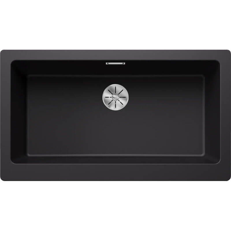 Blanco Silgranit Black or White - Extra-large single bowl with farmhouse flair Silgranit black undermount/flushmount installation InFino waste system | VINTERA XL 9-UF