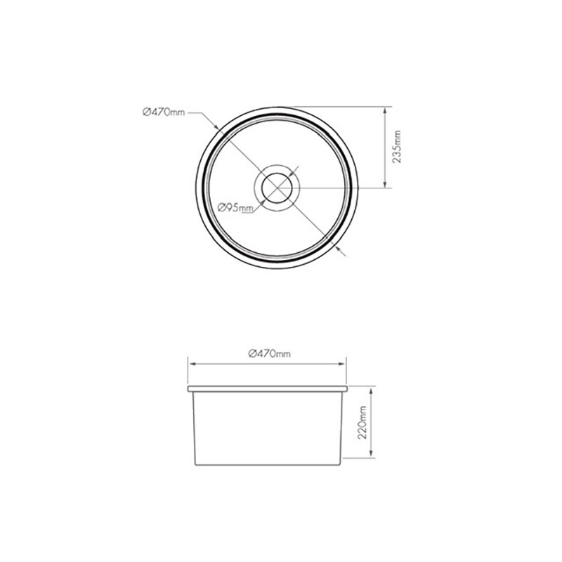 Turner Hastings Cuisine 47 Round Fireclay Single Bowl Sink White Gloss | CUR47FS - Image 2