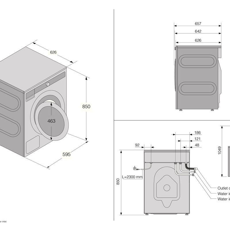 Asko Style+ 9.5kg Steel Seal Washing Machine - White | W7956XLW.AU - Image 3