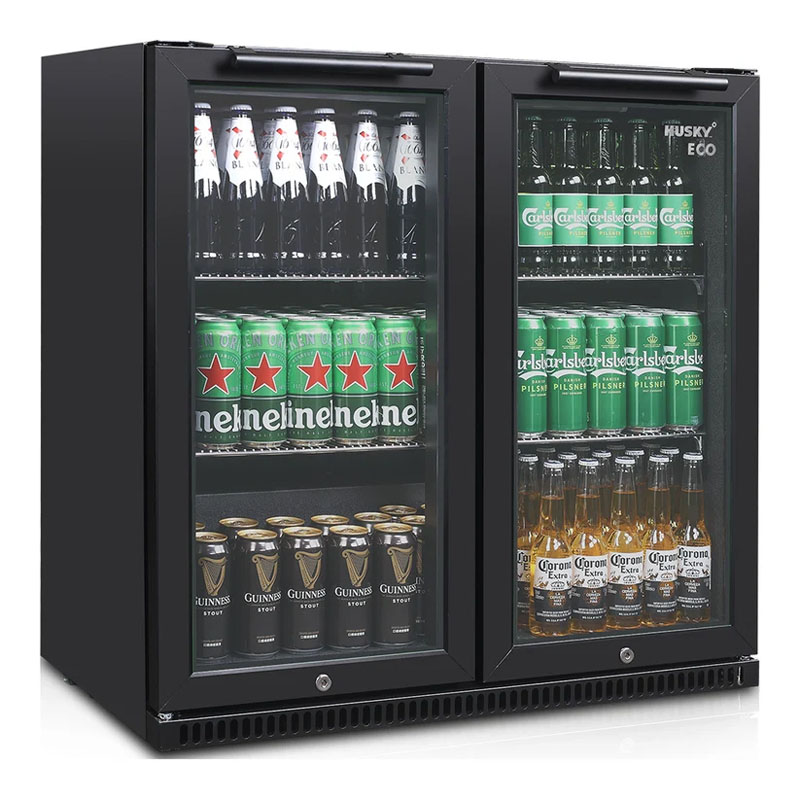Husky 173L Eco Double Door Back Bar Drinks Chiller in Black | C2HECO840BKAU